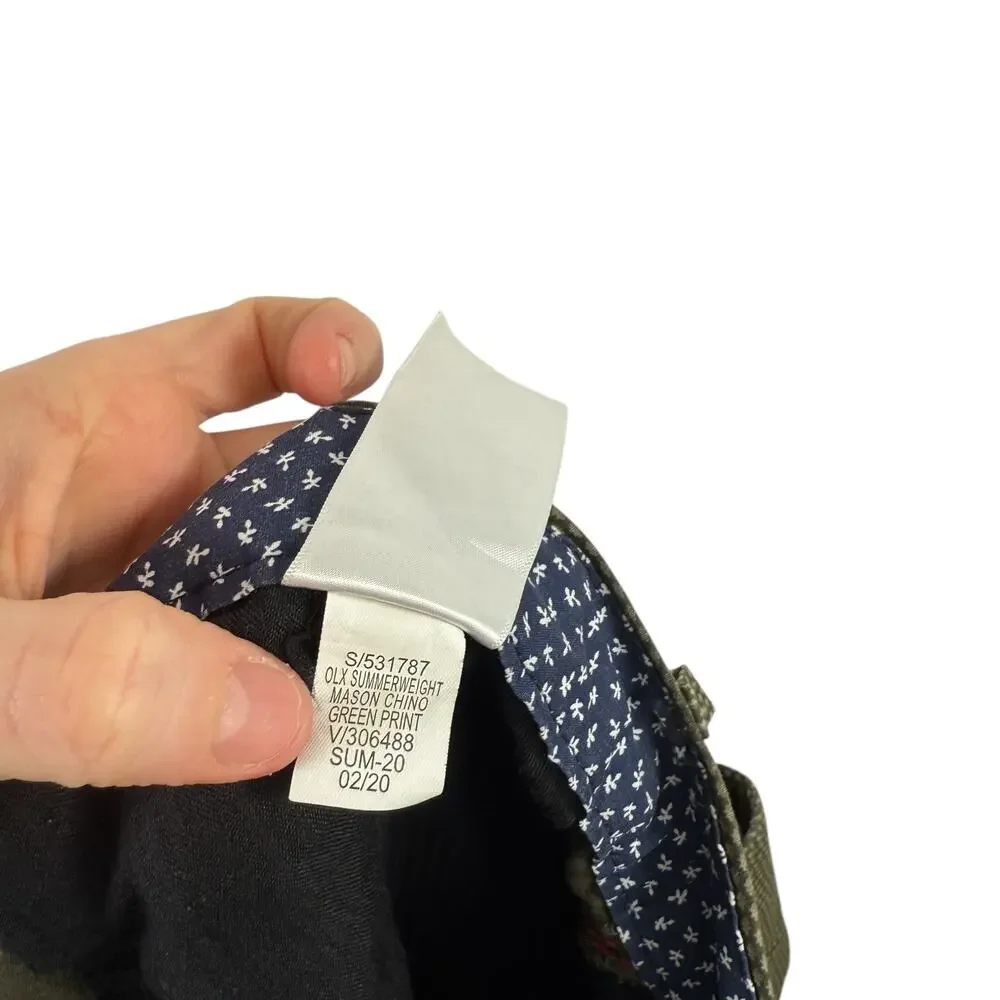 Banana Republic Mason Chino Summerweight Pants Green Printed Ofice Mens 32x30